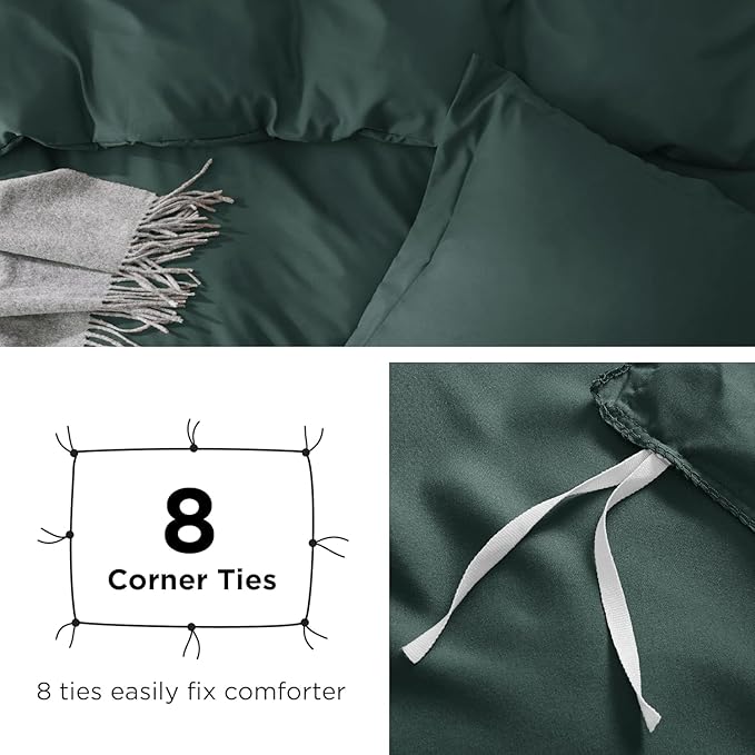 Bedsure Duvet Cover Twin/Twin XL Size - Soft Double Brushed Bedding Set for Kids & Adults, Zipper Closure, 2 Pieces, Includes 1 Duvet Cover (68"x90") & 1 Pillow Sham, NO Comforter, Forest Green