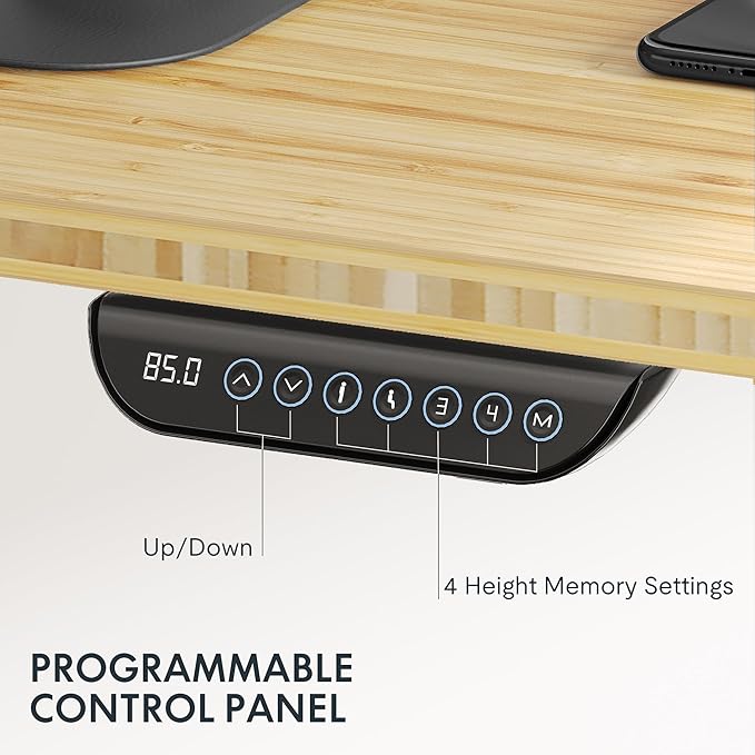 FLEXISPOT E6 MAX Bamboo Dual Motor 3 Stages Standing Desk 60x30 Inch Whole-Piece Board Electric Height Adjustable Stand Up Desk 150KG Load Capacity(White Frame + Bamboo Curved Desktop)