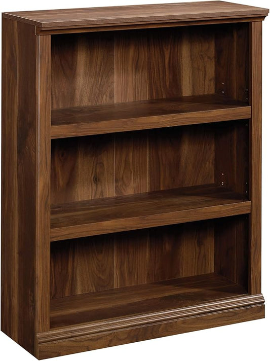 Sauder 3 Tier Book Shelf Wooden Bookcase Multipurpose Bookshelf for Home Office, Living Room, in Grand Walnut