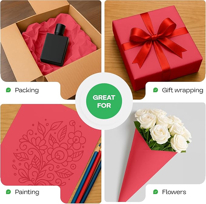 36" x 1200" (100 feet) Christmas Red Kraft Paper Roll - USA-Made Quality Craft Paper for Gift Wrapping, Kids' Arts & Crafts, School Projects - Natural Material 50lb Thickness by IDL Packaging