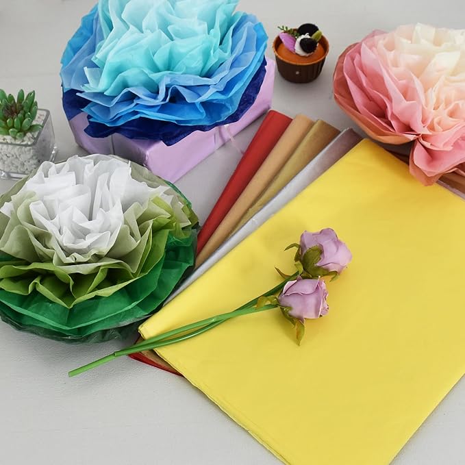 BEISHIDA 100 Sheets White Tissue Paper Bulk, Wrapping Tissue Paper for Gift Bags, 14 x 20 Inch Gift Wrap for Halloween Birthday Wedding Graduation DIY Crafts Holiday Flowers