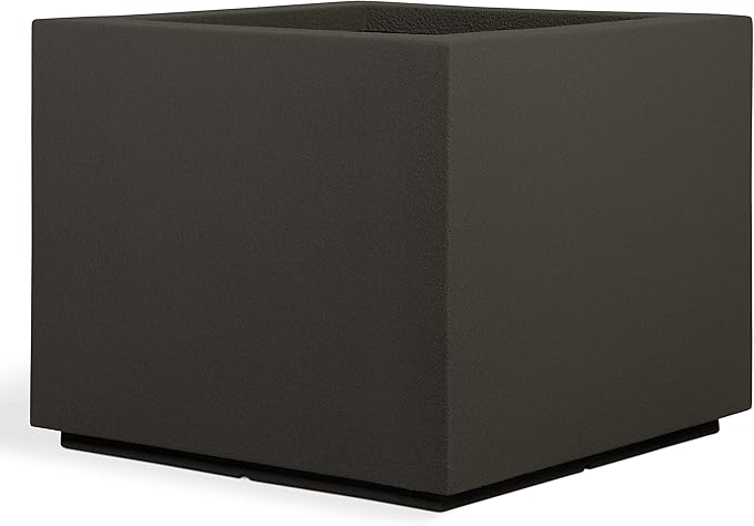 PolyStone Monterray Modern Outdoor/Indoor Square Planter, Lightweight, Heavy Duty, Weather Resistant, Polymer Finish, Commercial Grade and Residential, 23" L x 23" W x 19" H (Slate Gray)