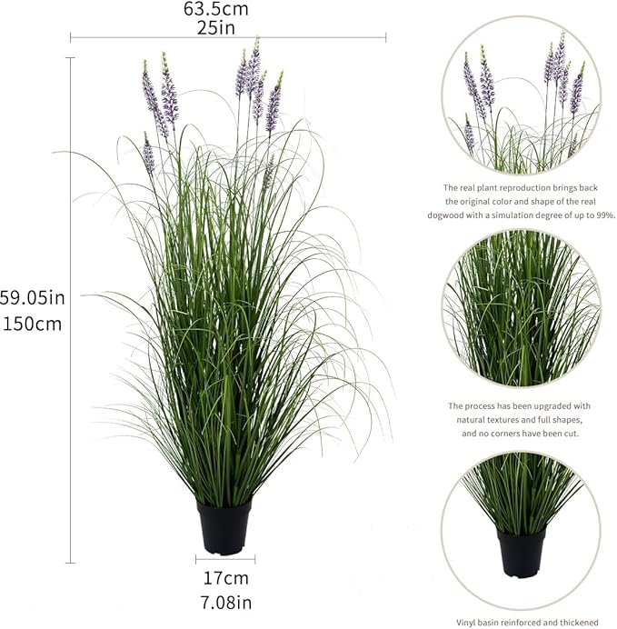 Artificial Plant 5ft Tall Artificial Lavender Plant,Faux Plants Indoor Home Decorative Artificial Plants & Flowers in Pot Fake Plant, House Plant Indoor