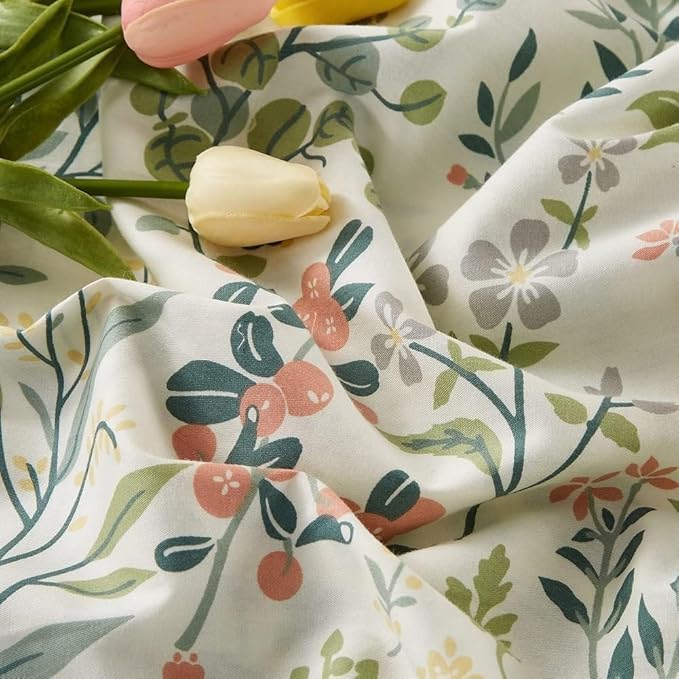 Botanical Floral Comforter Set Twin XL Fluffy Soft Garden Style Cute Floral Bedding Comforter Vintage Botanical Flowers Comforter with 2 Pillowcases Aesthetic Wildflower Cottagecore Comforter Set