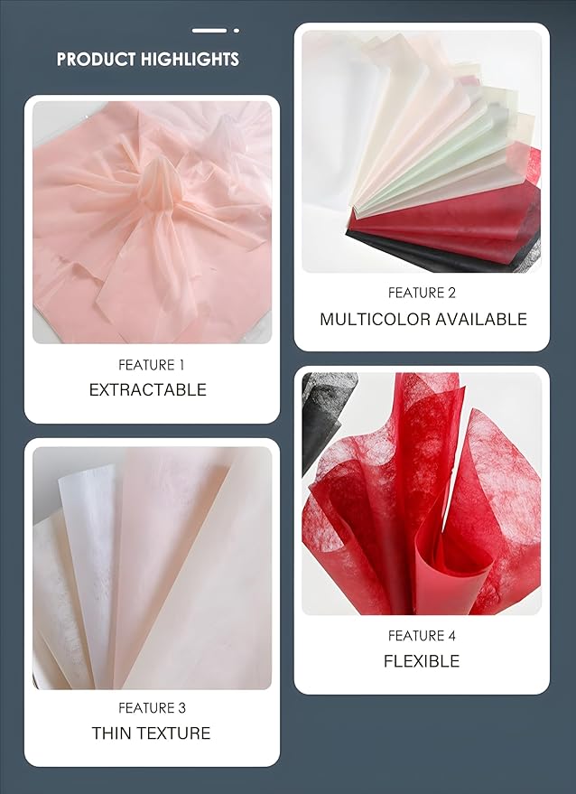 96 Sheets Tissue Flower Wrapping Paper Cotton Wrapping Flower Paper Withdrawable Lining Paper Non-woven Waterproof Floral Bouquet Wraps For Florist Packaging Arrangement (Pink)