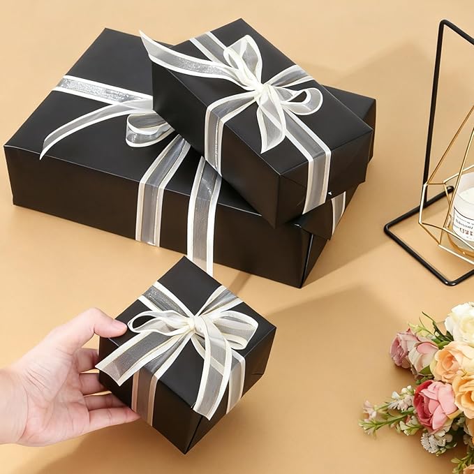 Donyang Black Wrapping Paper, 17inch x 33ft Solid Color Matte Metallic Wrapping Paper Roll, Gift Wrapping Paper for Birthday, Christmas, Wedding, Father's Day, Baby Shower, Graduation, Arts & Crafts