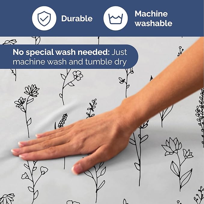 Floral Sheets - Black & White Floral Bed Sheet Set - 1 Flat, 1 Fitted & 2 Pillowcases w/ Deep Pockets - Comfy, Wrinkle & Fade Free - Boho Botanical Bedding - Soft, Breathable & Cooling - Full Size Set