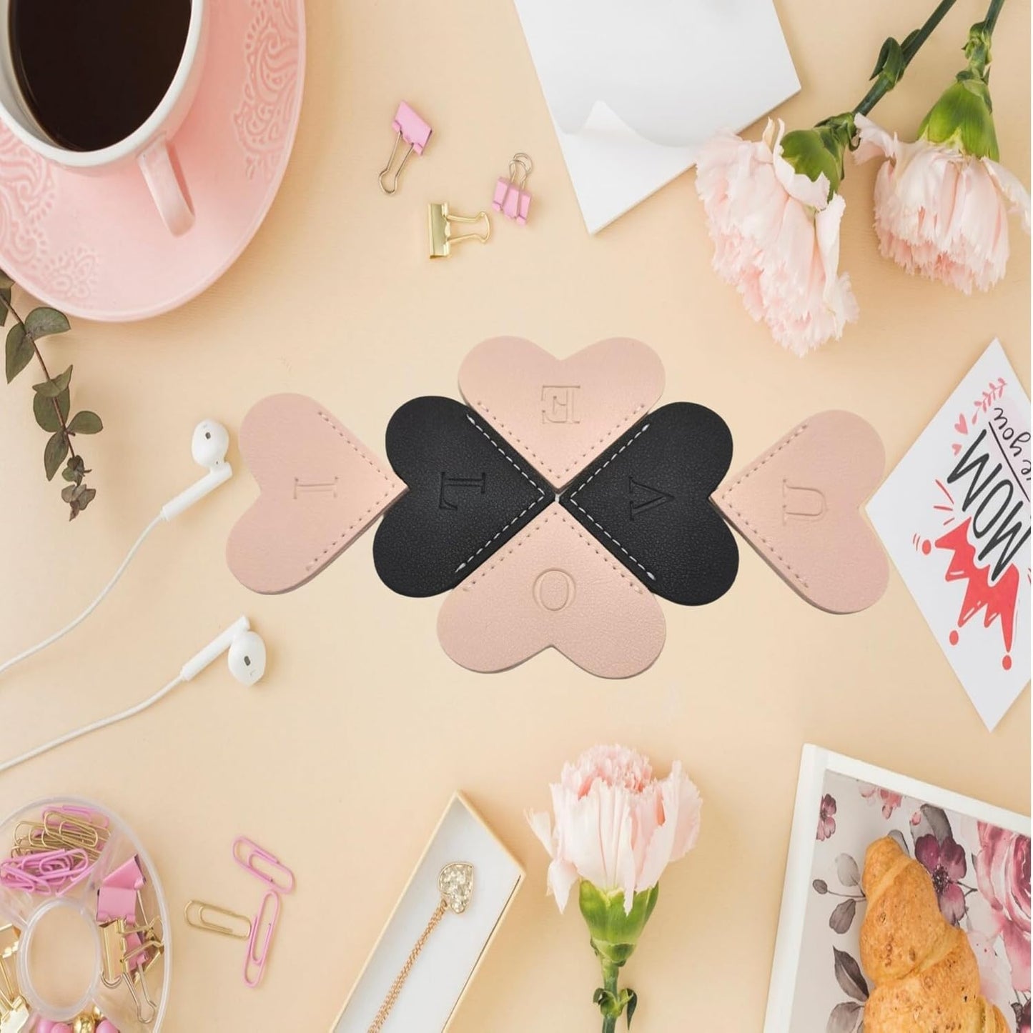 Skiennix Personalized Leather Bookmarks - Unique Heart Design for Book Lovers | Perfect Gift for Women, Teachers, Students (Black)