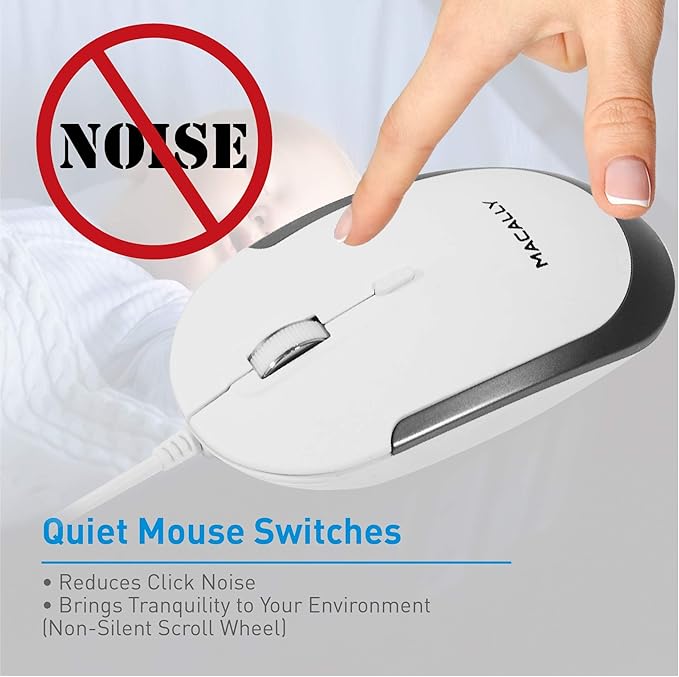 Macally Mini Wired Keyboard and a Quiet Wired Mouse, Office Essentials