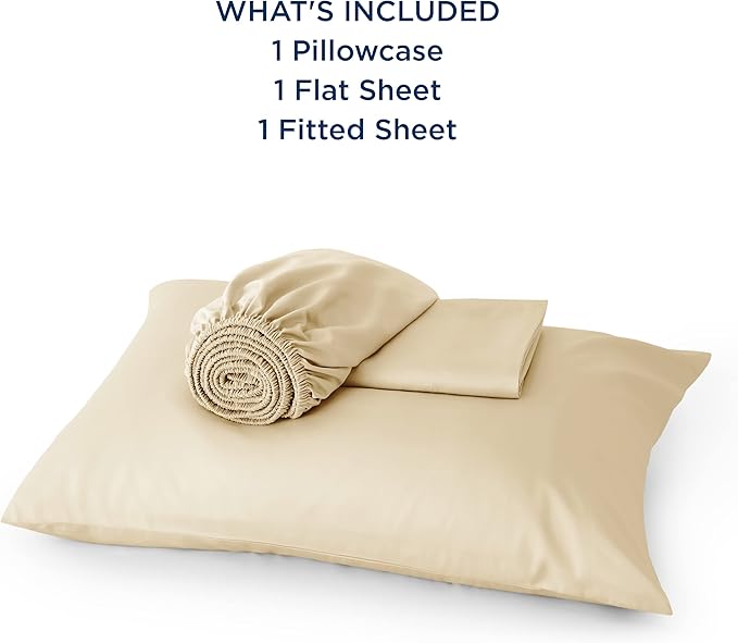 Bedsure Cooling Sheets Twin XL, Rayon Derived from Bamboo, Breathable & Soft Twin XL Sheet Sets, Deep Pocket Up to 16", Hotel Luxury Silky Dorm Bedding for Hot Sleepers, Alabaster Gleam