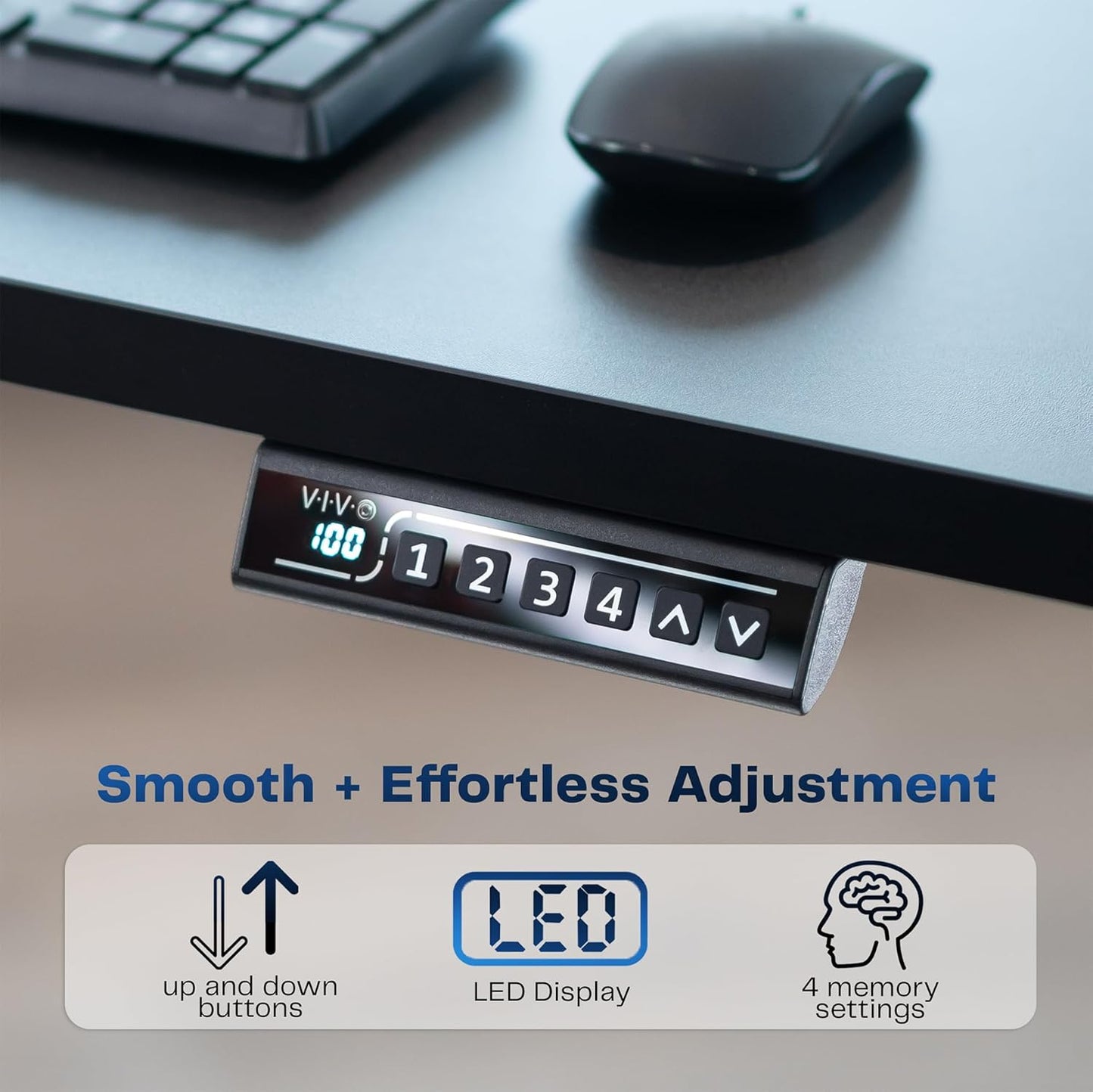 VIVO Electric Standing Desk - Memory Height Adjustment, 63 x 32 in, Light Wood Top & Black Frame