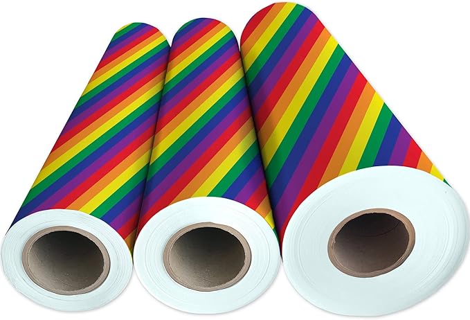 Jillson Roberts Bulk Gift Wrap, Everyday Gift Wrapping Supplies, Rainbow Stripe, 1/4 Ream 208 feet x 30 inches