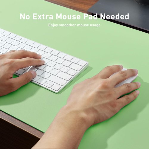 Aothia Faux Leather Desk Mat - Non-Slip Waterproof Writing Surface | Large Foam Green Pad (55" x 24")