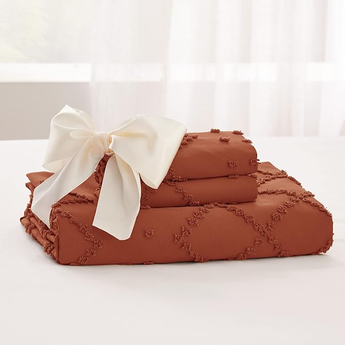 Bedsure Boho Twin Duvet Cover Size - Terracotta Breathable & Soft Boho Bedding, Machine Washable Comforter Cover for All Seasons, Includes 1 Duvet Cover 68"x90" with 1 Pillow Sham & Zipper Closure