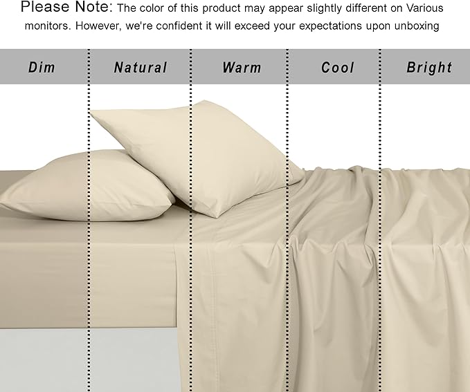 RUVANTI 100% Organic Cotton Sheets Twin Size, Percale Weave, GOTS Certified, 3-Piece Set, Deep Pocket 15", Crisp & Breathable, Soft Durable Bedding, Sábanas Algodón Orgánico – Cloud Cream