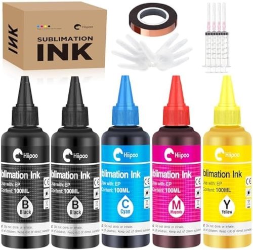Hiipoo 500ML Sublimation Ink Refill - Upgrade for ET2400, ET-2720, ET-2760, ET-2800 & More | Perfect for Heat Press Transfers on Mugs, T-Shirts, Pillows