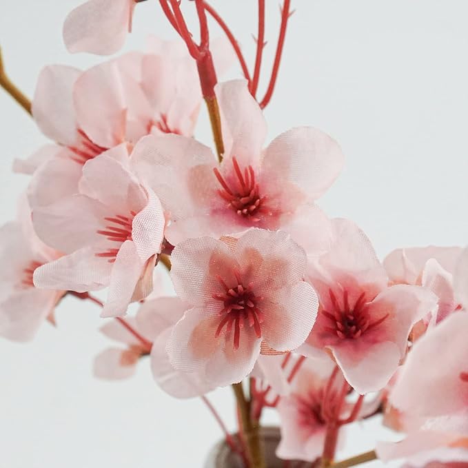 Uieke 8Pcs Artificial Cherry Blossom Flowers, Silk Cherry Blossom Branches, Fake Plum Blossom Flowers Arrangement for DIY Home Wedding Tree Party Decor Pink
