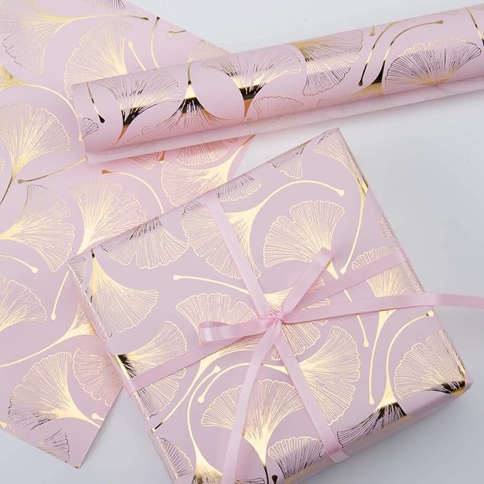 MAYPLUSS Pink Wrapping Paper Roll - Mini Roll - 17in X 120in Per roll - 3 Different Pink Floral Design (42.3 sqft) for Birthday, Holiday, Wedding, Baby Shower Valentine's Day