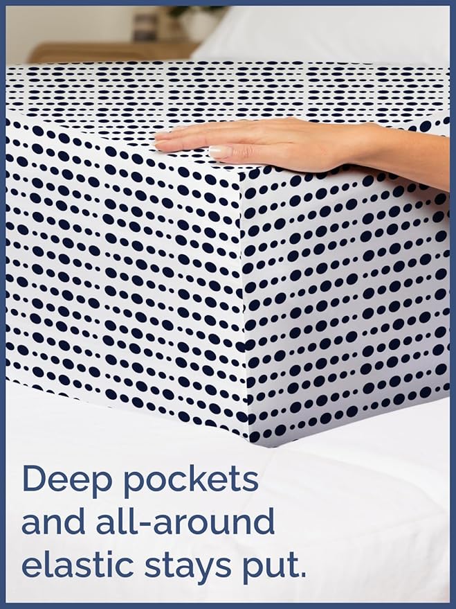 Kids Blue Dots Twin 3 Piece Sheet Set - Boys, Girls, Teens, Toddler - Easy Fit Deep Pockets - Breathable, Hotel Quality Bedding Sheets - Machine Washable - Wrinkle Free - Cute, Cozy, Soft - CGK Linens