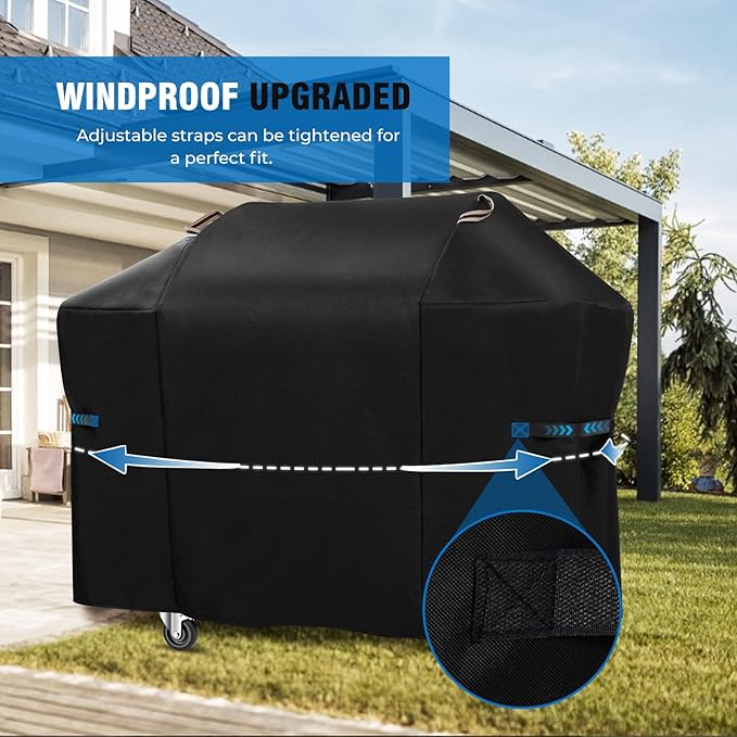 KINGLY Heavy Duty 52 Inch Grill Cover for Weber Spirit 200 and 300 Series,600D Waterproof Fade Resistant 52 Inch BBQ Gas Grill Cover for Outdoor Grill with Straps,Compared to Weber 7106