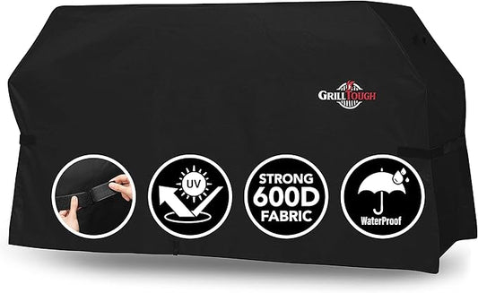 GrillTough Heavy Duty Griddle Cover for Outdoor Griddle, Fits 28 Inch Griddle – Waterproof, Weather Resistant, UV & Fade Resistant with Adjustable Straps – Flat Grill Cover, Black