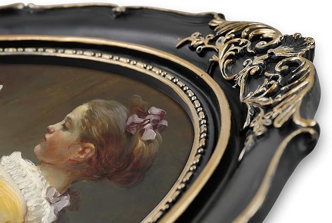 SIMON'S SHOP 5x7 Picture Frame Black for Wedding Family Photo, Oval Picture Frames 5x7 for Wall and Tabletop, Vintage Decor