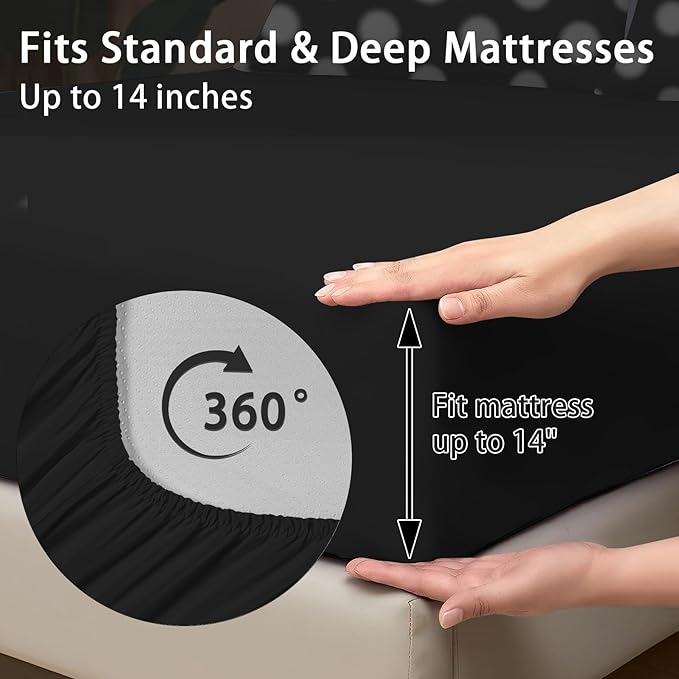 Comforter Set Twin Size, Polka Dot 5 Pcs Bedding for Kids and Adults, Black and White Bed Sheet Sets with Fitted Sheet Pillowcase & Sham for Bedroom Bed Decor