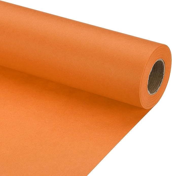 PATIKIL Wrapping Paper, 17" x 450"(37') 70 GSM Craft Paper Roll Kraft Packing Paper for Poster Bulletin Board, Gift Wrapping, Orange