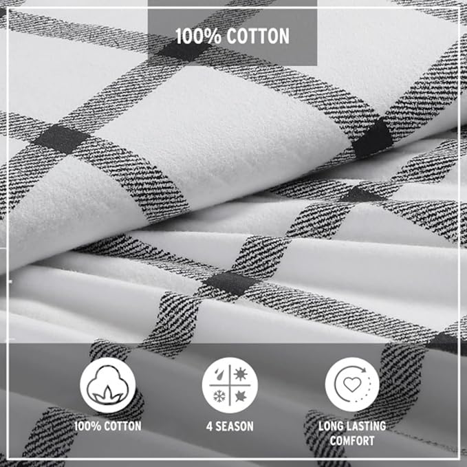 Eddie Bauer - Queen Sheets, Cotton Flannel Bedding Set, Brushed For Extra Softness, Cozy Home Decor (Bunkhouse Plaid, Queen)