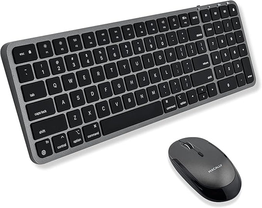 Macally Bluetooth Mac Keyboard and Mouse - Compact (2 Zone) Wireless Apple Keyboard and Mouse Combo with Number Pad - Multi Device, Rechargeable - for Mac, MacBook Pro/Air, iPad, iPhone - Space Black
