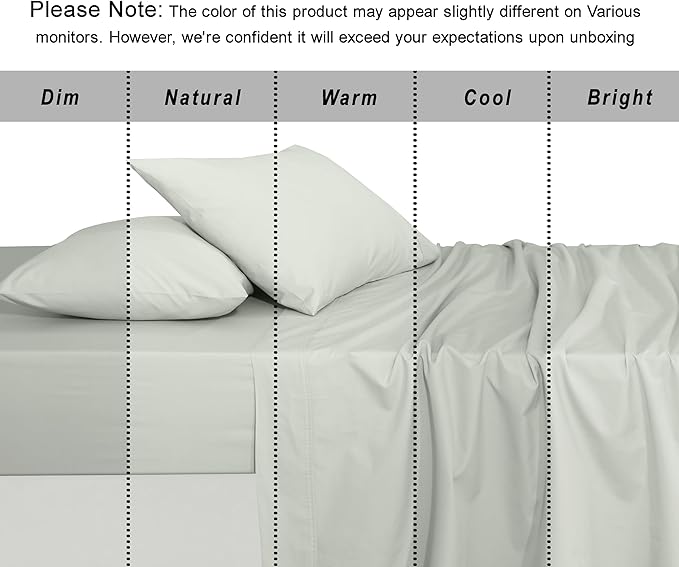 RUVANTI 100% Organic Cotton Sheets California King, Percale Weave, GOTS Certified, 4-Piece Set, Deep Pocket 13", Crisp & Breathable, Soft Durable Bedding, Sábanas Algodón Orgánico – Mineral Gray