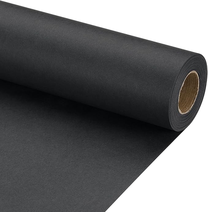 PATIKIL Wrapping Paper, 17" x 450"(37') 70 GSM Craft Paper Roll Kraft Packing Paper for Poster Bulletin Board, Gift Wrapping, Black