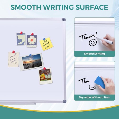 Magnetic Whiteboard by [Brand Name] - 48 x 36 Inches Anti-Ghosting Dry Erase Board with Aluminum Frame for Home Office & Classroom