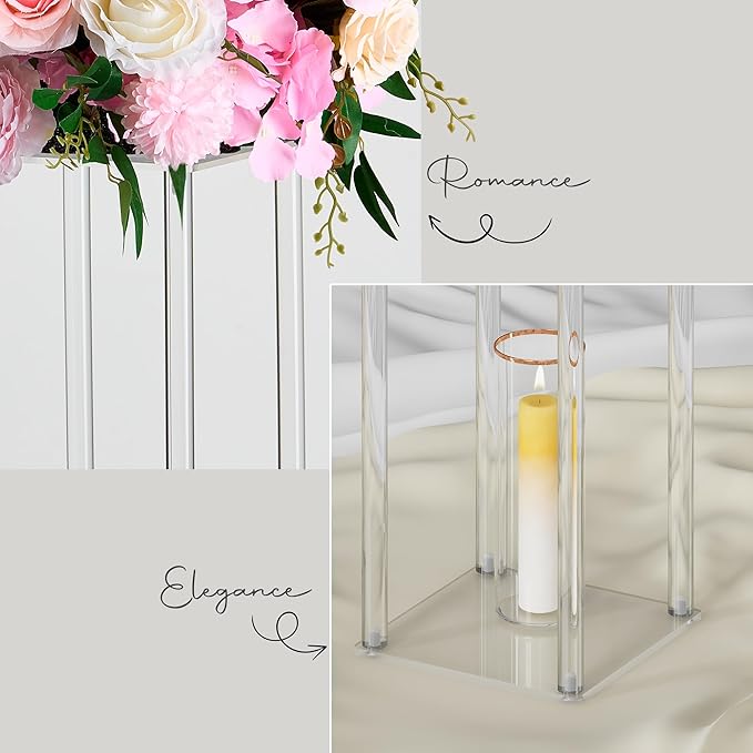 TEKXYZ Acrylic Centerpiece, 10 Pcs 31.5 Inch Tall Flower Stand, Column Wedding Centerpieces, Flower Stand for Wedding Event Party Props, Home Decor, Table