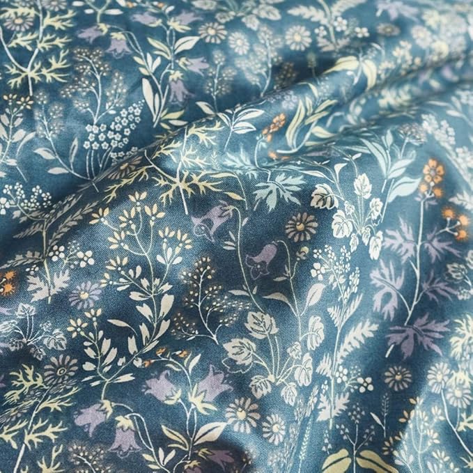 Blue Flower Comforter Full Size Comforter Set Vintage Style Floral Comforter Set for Girls Boys Garden Floral Pattern Bedding Comforter with 2 Pillowcases All Seasons Fluffy Bedding Set Full Size