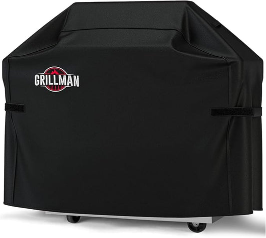 Grillman Grill Cover, BBQ Outdoor Grill Covers, Charcoal, Gas Grills, Waterproof, Rip-Proof, Weather-Resistant, Anti-UV, Barbecue Cover for Weber, Genesis, Charbroil, Nexgrill, etc (Black, 52 Inch)