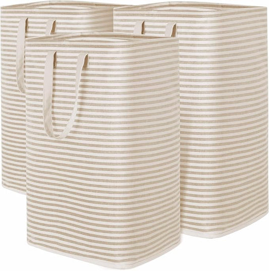 Lifewit 3 Pack Laundry Hamper Large Collapsible Laundry Baskets, Freestanding Waterproof Clothes Hamper with Easy Carry Handles in Laundry Room Bedroom Bathroom College Dorm for Adults, Black, 3 x 80L