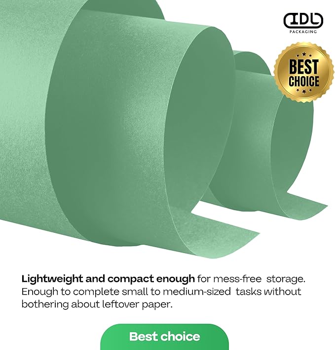 36" x 1200" (100 ft) Christmas Green Kraft Paper Roll - USA-Made Quality Craft Paper for Gift Wrapping, Kids' Arts & Crafts, School Projects - Natural Material 50lb Thickness by IDL Packaging