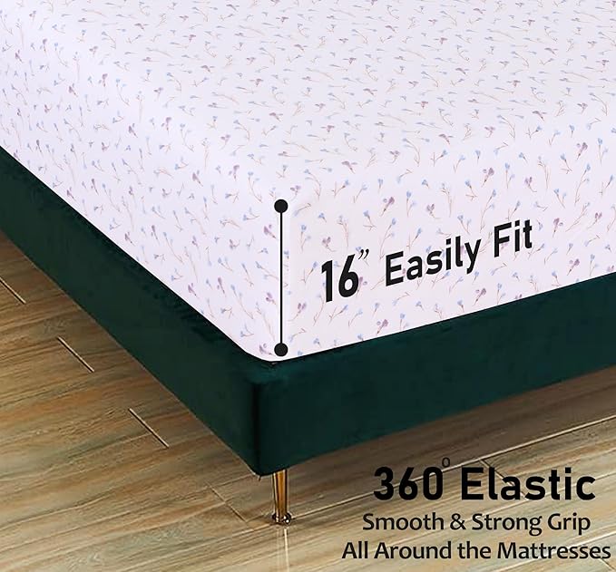 RUVANTI Flannel Sheets Twin Size - 100% Cotton Double Brushed Twin Sheets Set, Deep Pockets 16 Inches, All Seasons Breathable & Extra Soft Bed Sheets, Warm & Cozy, 3 Piece, Navlight
