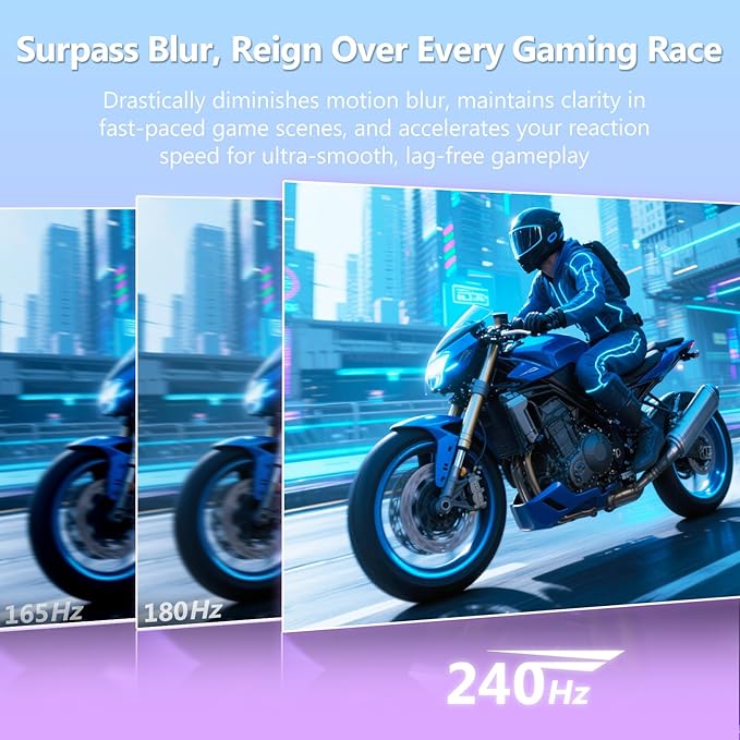 Z-Edge 24 inch 240Hz 165Hz Gaming Monitor, FHD 1080p, MPRT 1ms, IPS Monitor Gaming, 350nits, 16.7M Colors, 99% sRGB, UG24PJ Frameless Bezel, DP x1, HDMI x1(White)