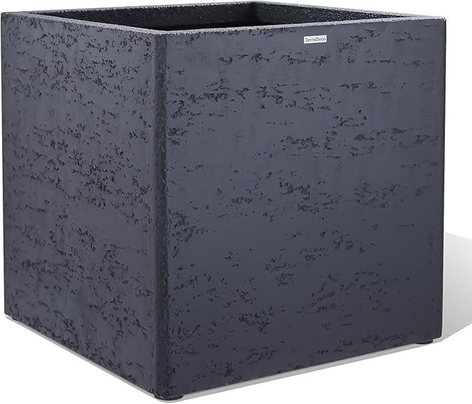 20 Inch Square Concrete Planter（20Lx20Wx20H，48 Pounds）,Durable All-Weather Use with Drainage Holes,Large Square Planter for Outdoor Indoor Plants