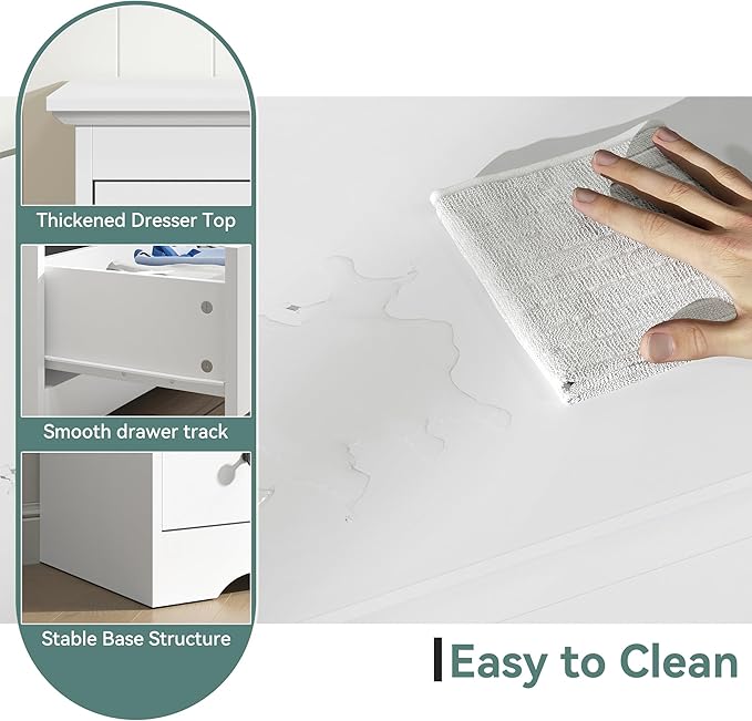 White Dresser for Bedroom，55" Wide 10 Drawers Dressers,Modern Wooden Chest for Living Room, Hallway