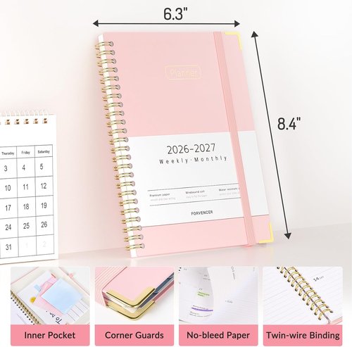 Forvencer Academic Planner 2026-2027 - Hardcover Weekly & Monthly Calendar | 6" x 8", Olive Green