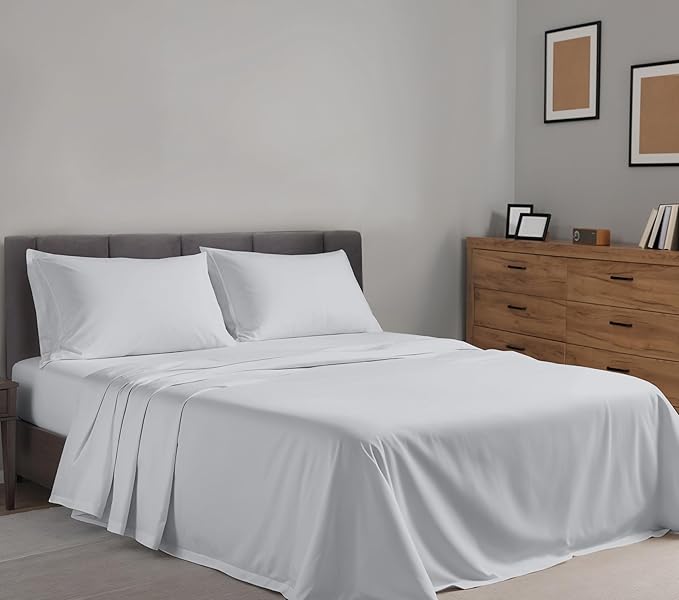 RUVANTI 100% Cotton Twin XL Sheet Sets, 3 Pieces, Soft & Breathable Percale Weave Bedding, Deep Pocket 16", Hotel Standard, Crisp Cool Feel, Durable, Perfect Size Dyed Sheets, Quiet Gray