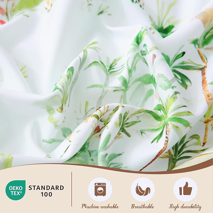 LONAVA King Tropical 3 Pcs Duvet Cover Set, Breathable Soft Microfiber Sage Green Lining Comforter Cover with Zipper Closure, and 2 Anti-Pilling, Fade Resistant Pillowcases, Summer Tree