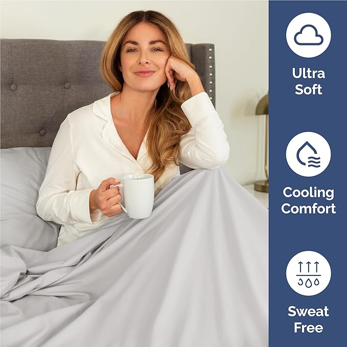 Full Size 4 Piece Sheet Set - Comfy Breathable & Cooling Bed Sheets Set - Hotel Luxury Bedding for Women, Men, Kids, Teens, Boys & Girls - Deep Pockets, Soft and Wrinkle Free - Oeko-Tex - French Grey