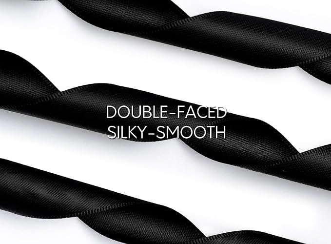 Black Ribbon 7/8 Inch 50 Yards Double-Faced Polyester Hair Satin Ribbons for Women, for Wrapping Paper Bows Gift Wedding Invitations DIY Crafts