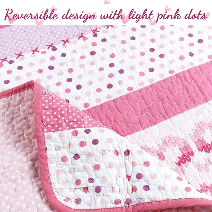 Cozy Line Home Fashions Pink Butterfly Knit 100% Cotton Reversible Quilt Bedding Set, Coverlet, Bedspreads (Twin - 5 Piece: 1 Quilt + 1 Standard Sham + 3 Decorative Pillows)