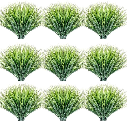 30 Bundles Artificial Grasses Outdoor UV Resistant Fake Grasses No Fade Faux Plastic Plants Garden Porch Window Box Decorating…