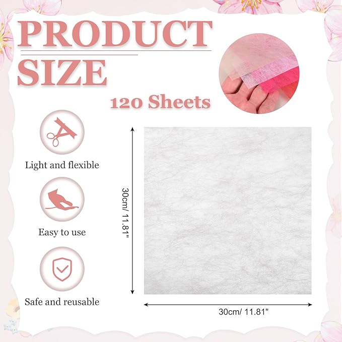 PATIKIL 11.8 Inches Tissue Flower Wrapping Paper, 126 Sheets Waterproof Floral Bouquet Wraps Gift Packaging Tissue for Party Birthday Wedding Holiday Decorations Crafts, Light Pink